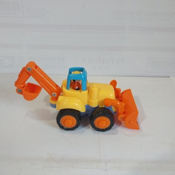 HUILE TOYS Push & Go Friction Powered Backhoe Truck 4" - Picture 2 of 8